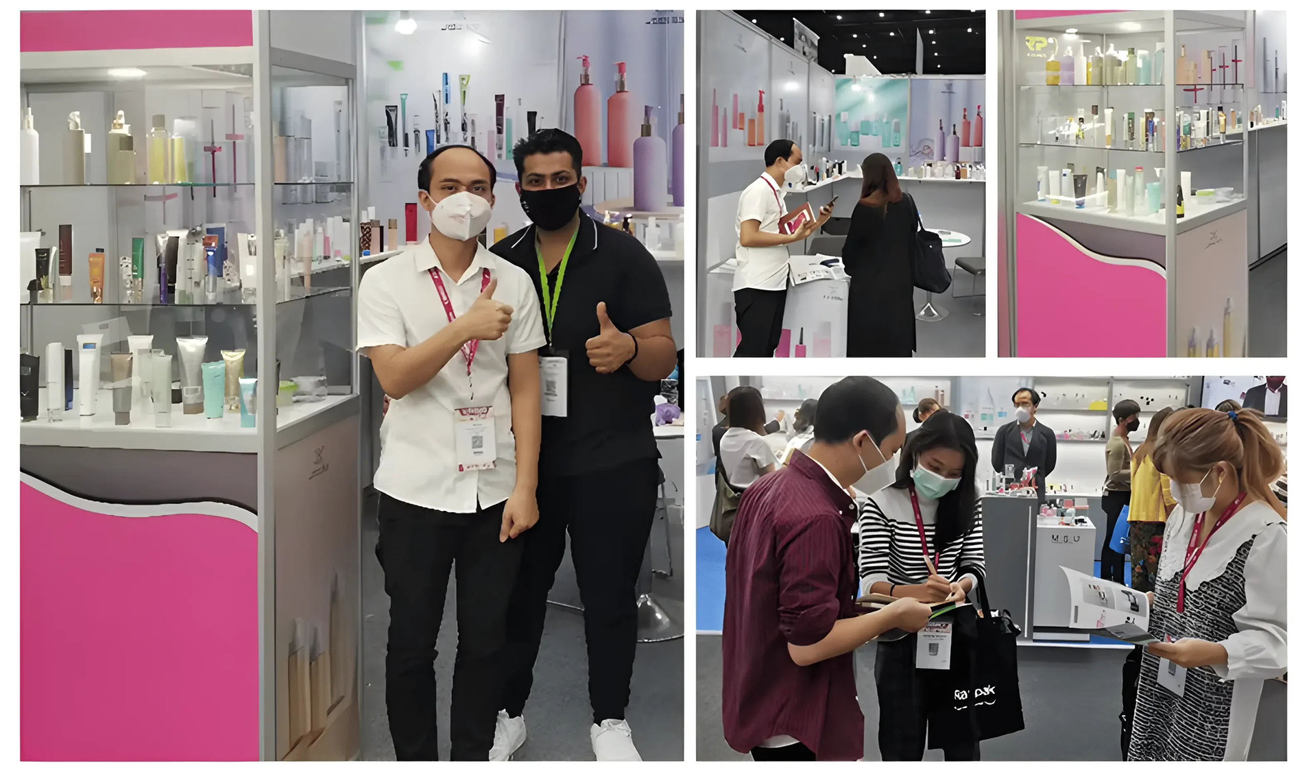 Wide shot of modern dust-free cleanroom cosmetic packaging factory floor and machinery