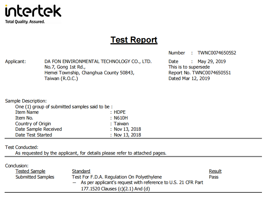 FDA Certification Document