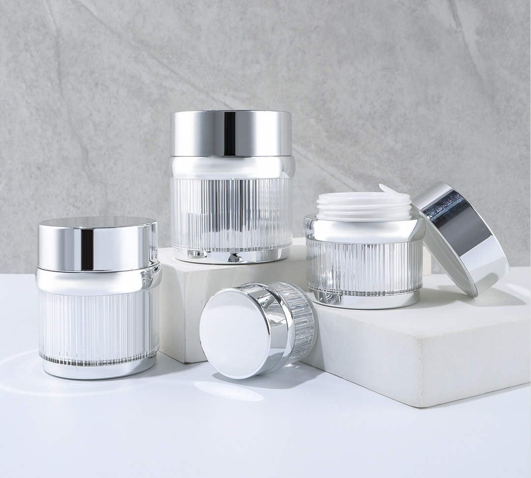 Facial skincare acrylic cream jars