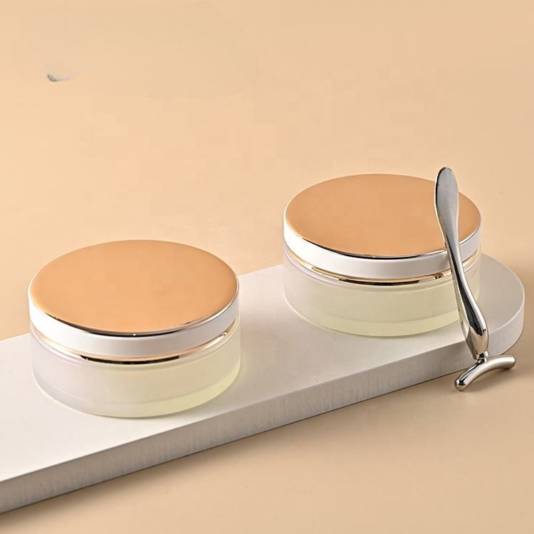 Glass cream jars with wide-mouth caps