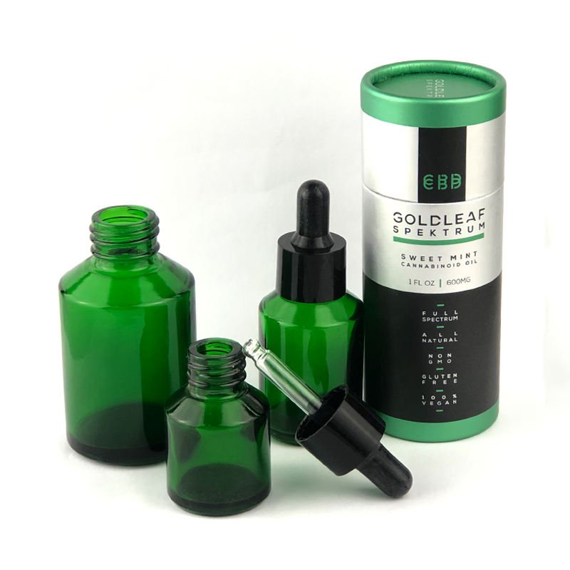 Luxury cosmetic dropper bottle set in custom retail packaging