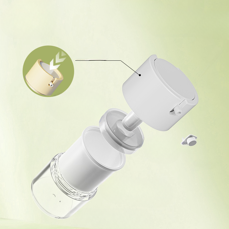 Airless Jar Structural Diagram showing press pump, vacuum inner liner, and sealing components