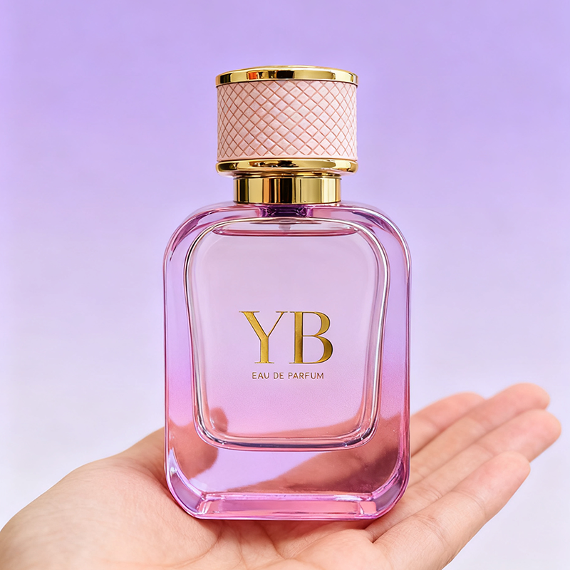 Custom decorative finishing options on high end perfume bottles for retail shelf appeal