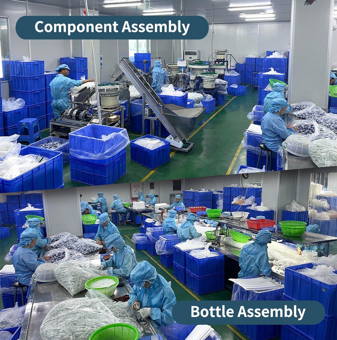 Automated injection molding line producing precision bottle caps
