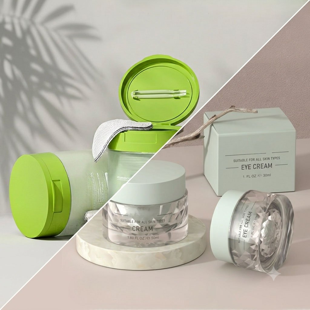 High-clarity acrylic and plastic cosmetic cream jars