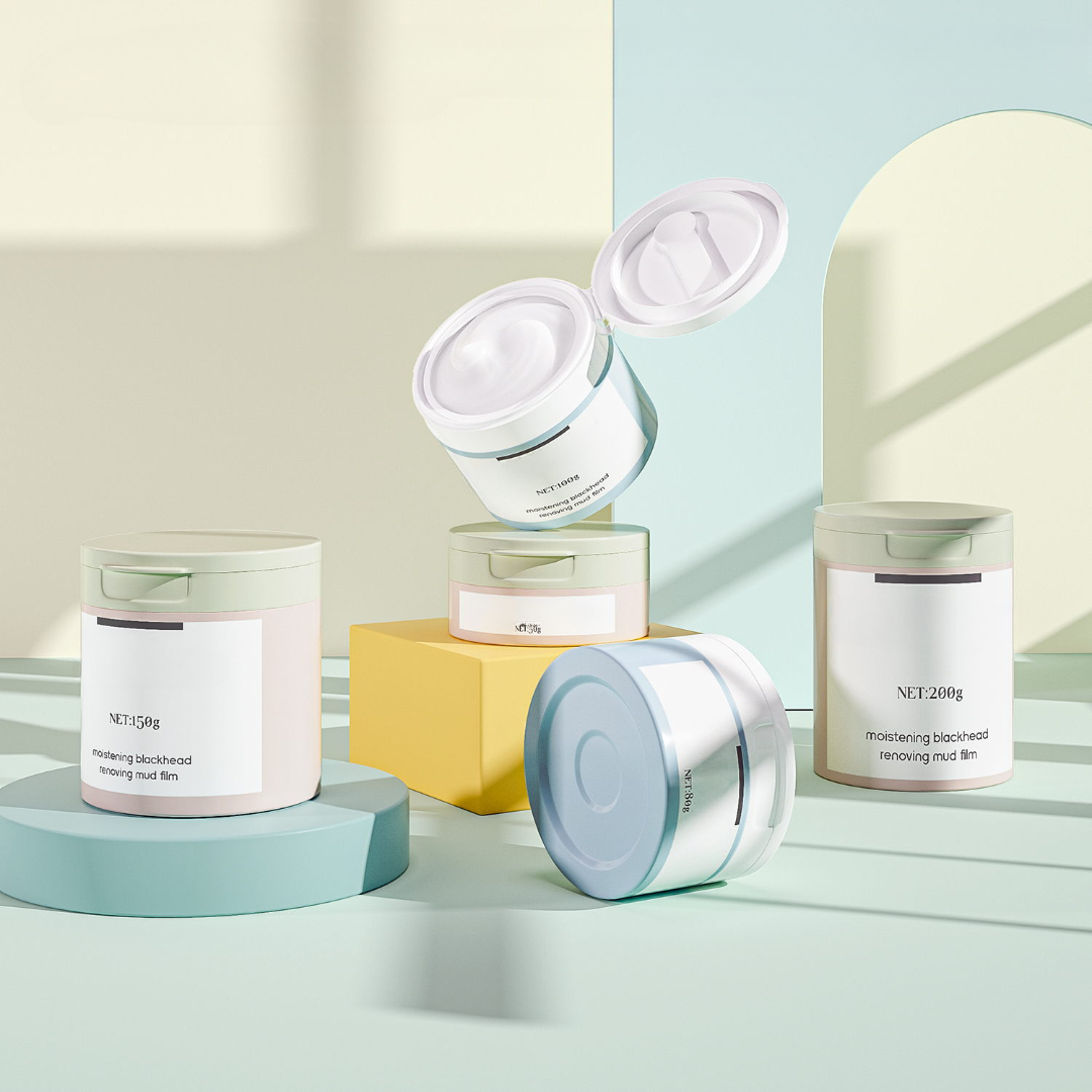 Custom cosmetic jars with lids and luxury decorative finishes