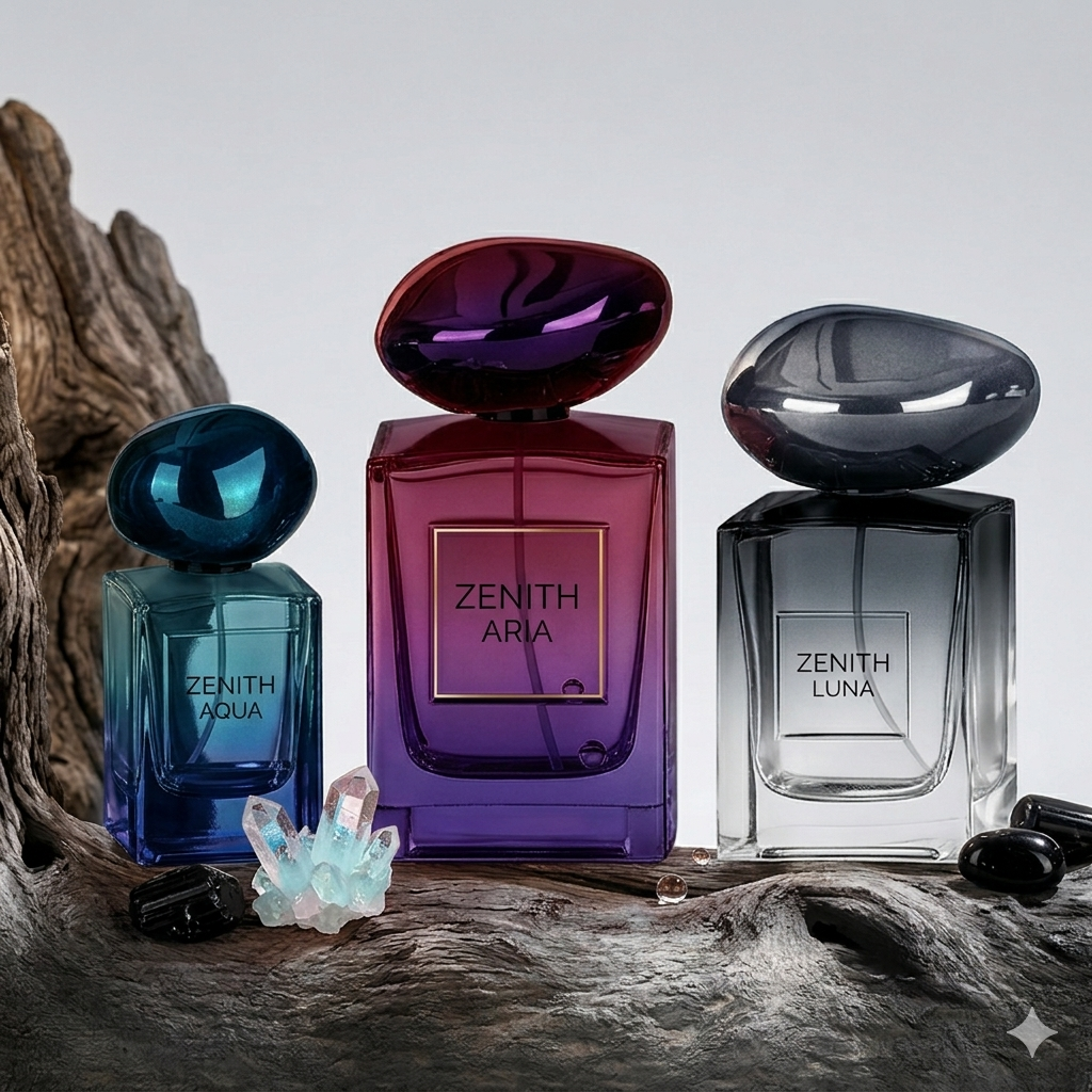 Luxury perfume glass bottles showcase