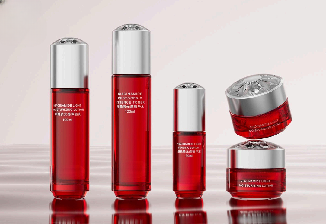 Premium custom glass cosmetic bottles produced by sunronpack