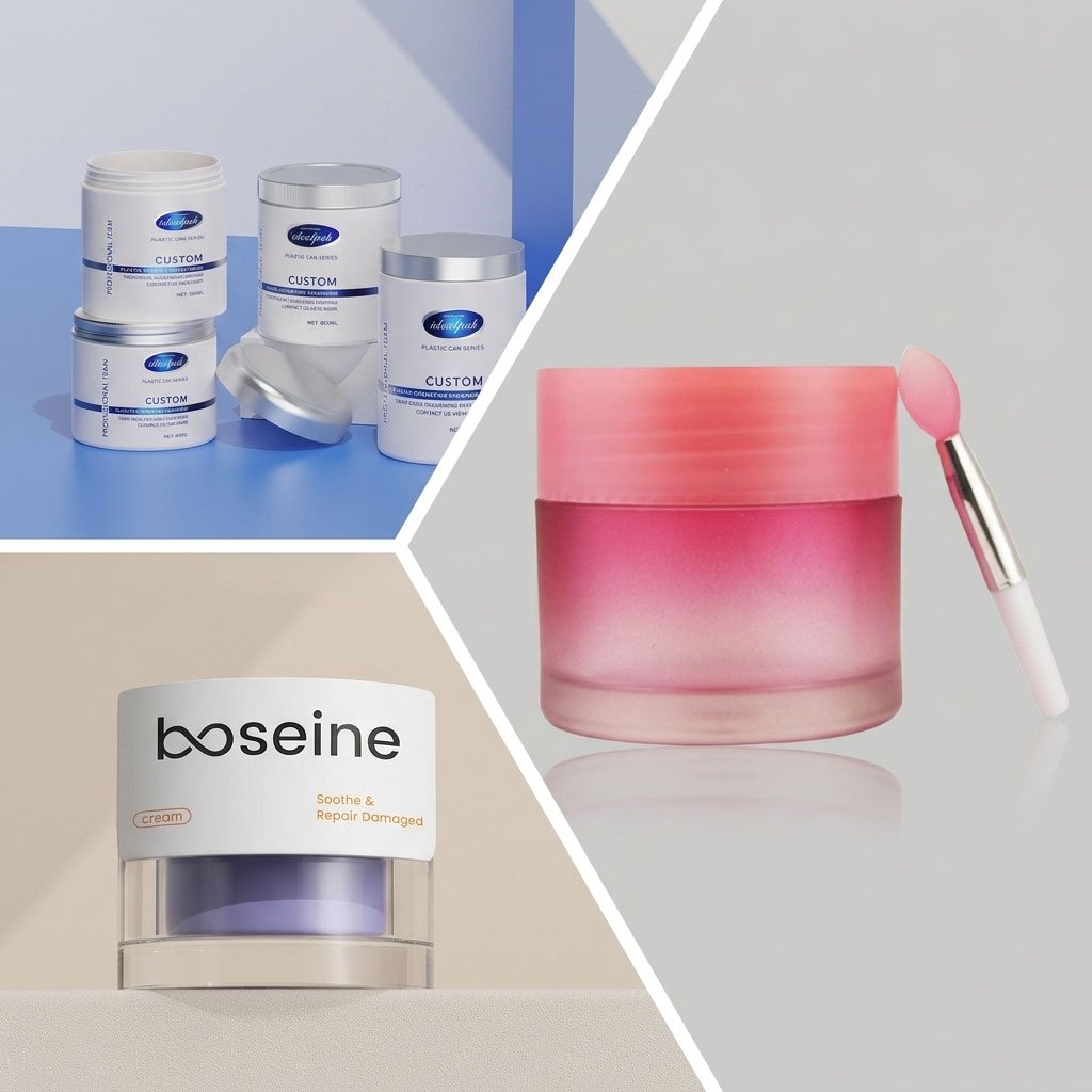 Custom glass cosmetic jars with premium brand decorations