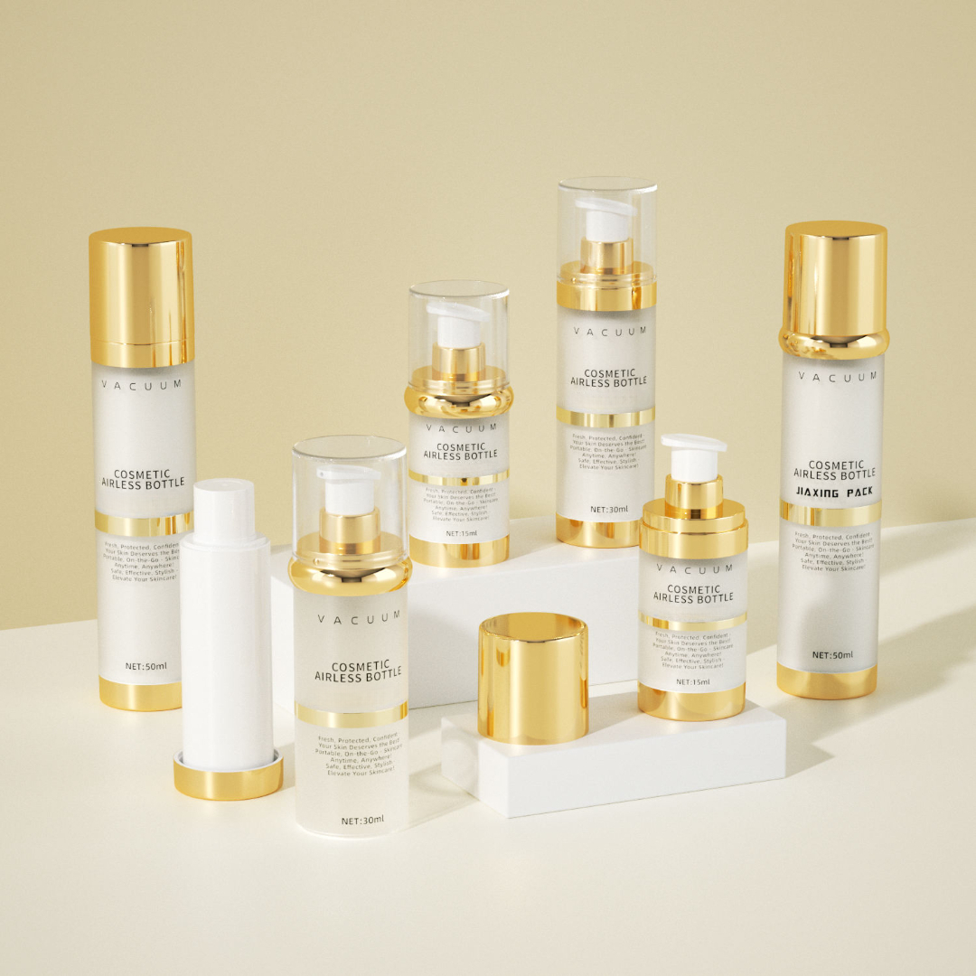 Custom skincare packaging containers including airless pump bottles, glass jars, and tubes by sunronpack