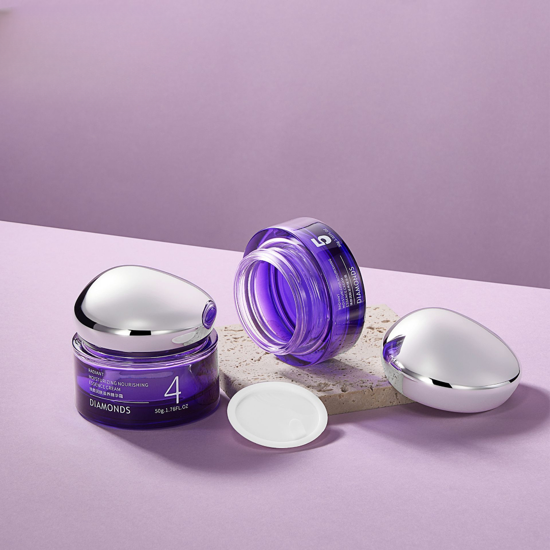 Violet Glass Cosmetic Jars
