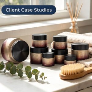 pot cosmétique en verre avec bouchon en aluminium noir