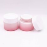 4 fl oz Frosted Glass Cosmetic Jars mit Bambusdeckel