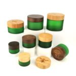 4 fl oz Frosted Glass Cosmetic Jars mit Bambusdeckel