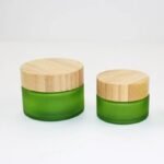 4 fl oz Frosted Glass Cosmetic Jars mit Bambusdeckel