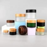 4 fl oz Frosted Glass Cosmetic Jars mit Bambusdeckel