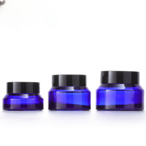 Blue Glass Cosmetic Jars set